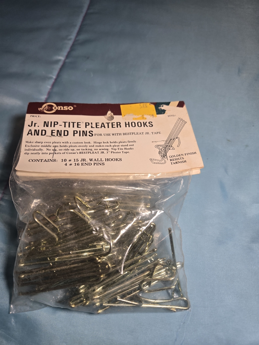 Conso Jr. Nip-Tite Pleater Hooks and End Pins - Silver Finish